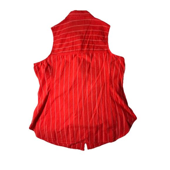 Columbia Womens XL Orange White Stripe Sleeveless Button Up Outdoor Shirt Cotton - Picture 6 of 8